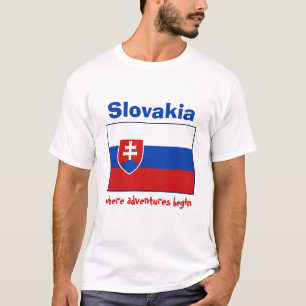 Slowakei-Flagge + Karte + Text-T - Shirt