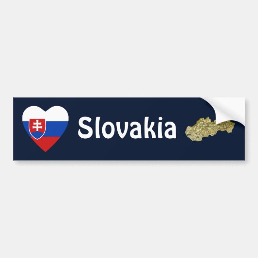 Slowakei Flaggenschwerpunkt + Karte Autoaufkleber (Vorne)