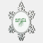 Slowakei Grüne Bäume Roots Word Art Schneeflocken Zinn-Ornament (Rechts)