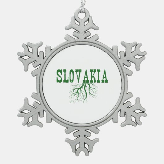 Slowakei Grüne Bäume Roots Word Art Schneeflocken Zinn-Ornament (Vorderseite)