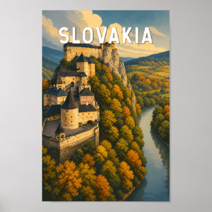 Slowakei Illustration Reise Kunst Vintage Poster