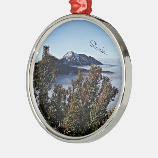 Slowakei im Winter Silbernes Ornament (Links)