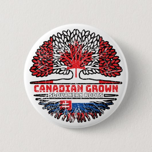Slowakei - kanadische Baumrinde-Flagge für Kanada Button (Vorderseite)