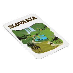 Slowakei-Reiseplakat im Vintage-Stil. Magnet