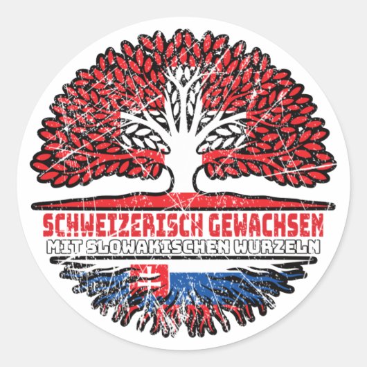 Slowakei Schweizer Baum Wurzel Runder Aufkleber (Vorderseite)