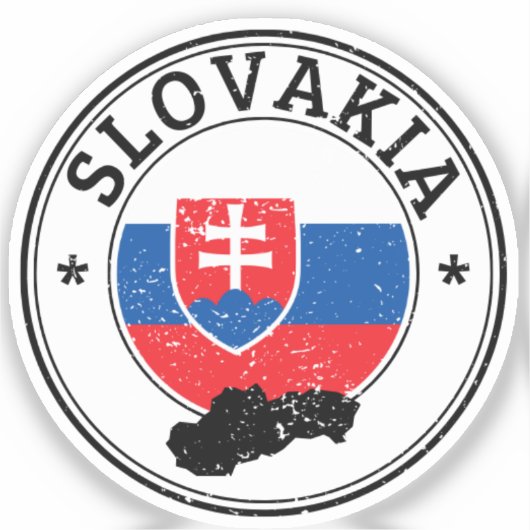 Slowakei Siegel Sticker Rundfahne für Laptop Book. (Vorderseite)