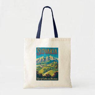 Slowakei Skyline Illustration Reise Kunst Vintage Tragetasche