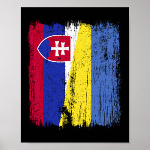 Slowakei Ukraine Halbflagge Slowakische Ukrainisch Poster
