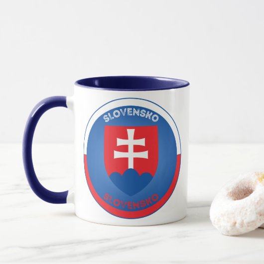 Slowakei Wappen Kreisform Tasse (Mit Donut)