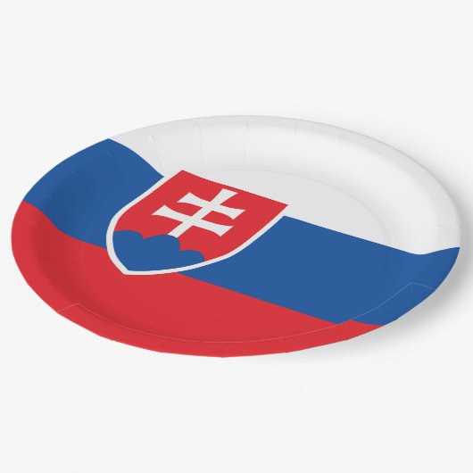 Slowakische Flagge Pappteller (Schrägansicht)