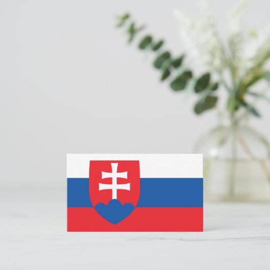 Slowakische Flagge und Wappen, Flagge der Slowakei Visitenkarte (Stehend Vorderseite)