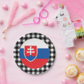 Slowakische Tafel, Büffel kariert und Slowakei-Fla Pappteller (Party)