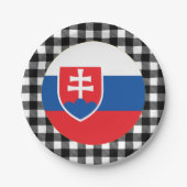 Slowakische Tafel, Büffel kariert und Slowakei-Fla Pappteller (Vorderseite)