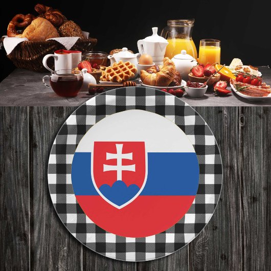 Slowakische Tafel, Büffel kariert und Slowakei-Fla Pappteller