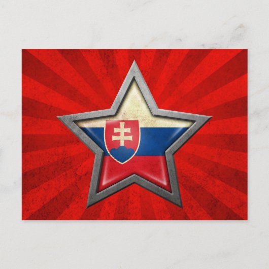 Slowakischer Flaggenstern mit Lichtstrahlen Postkarte (Vorderseite)