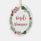 Slowakischer froher Weihnachtskranz, Veselé Vianoc Keramik Ornament (Rechts)