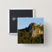 Slowenien, Bled, Bled-See, Bled-Schloss auf Button (Vorne & Hinten)
