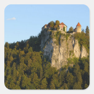 Slowenien, Bled, Bled-See, Bled-Schloss auf Quadratischer Aufkleber