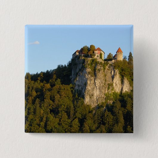 Slowenien, Bled, Bledsee, Burg Bled auf Button (Vorderseite)