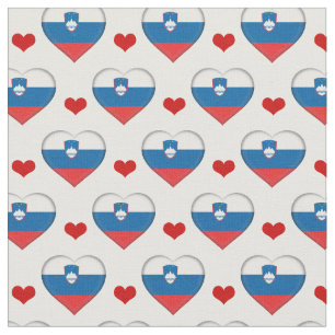 Slowenien Flag & Red Heart mode Fabric / Slowenien Stoff