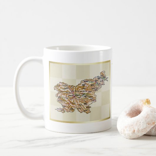 Slowenien-Flagge + Karten-Tasse Kaffeetasse (Mit Donut)