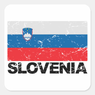 Slowenien-Flagge Vintag Quadratischer Aufkleber