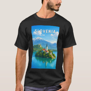 Slowenien Illustration Reise Kunst Vintage T-Shirt