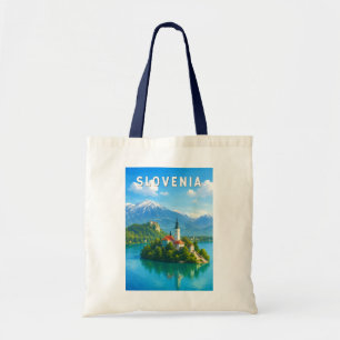 Slowenien Illustration Reise Kunst Vintage Tragetasche