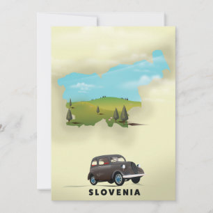 Slowenien Illustrierte Landkarte Reiseplakat Einladung