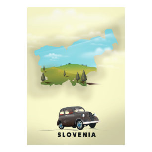Slowenien Illustrierte Landkarte Reiseposter Fotodruck
