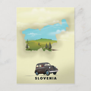 Slowenien Illustrierte Reisekarte Poster Postkarte