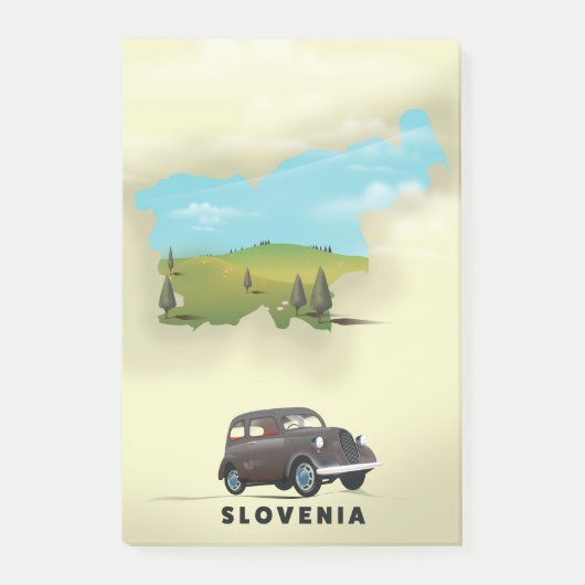Slowenien Illustriertes Reiseplakat Post-it Klebezettel (Vorderseite)