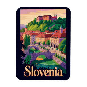 Slowenien Ljubljana Brücke Illustration Reise Kuns Magnet