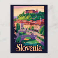 Slowenien Ljubljana Brücke Illustration Reise Kuns