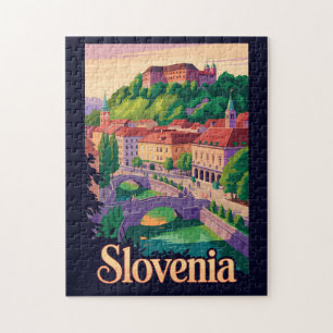 Slowenien Ljubljana Brücke Illustration Reise Kuns Puzzle