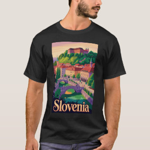 Slowenien Ljubljana Brücke Illustration Reise Kuns T-Shirt