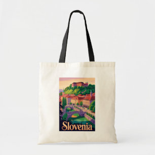 Slowenien Ljubljana Brücke Illustration Reise Kuns Tragetasche