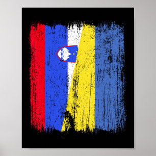 Slowenien Ukraine Halbflagge Slowenische Ukrainisc Poster