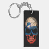 Slowenisch Flaggen-Schädel auf Schwarzem Schlüsselanhänger (Vorderseite links)