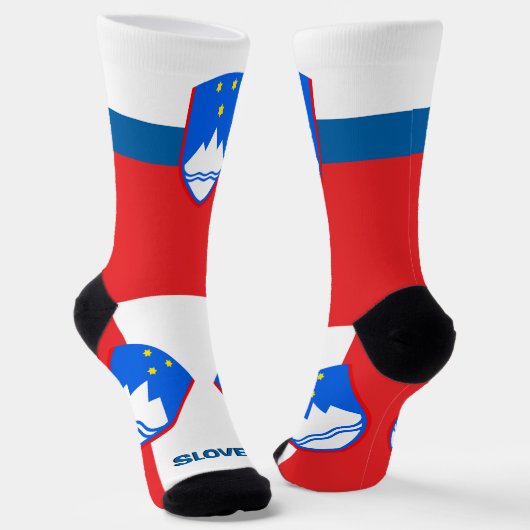 Slowenische Flagge Patriotisch, Nachhaltiges Slowe Socken (Gewinkelt)