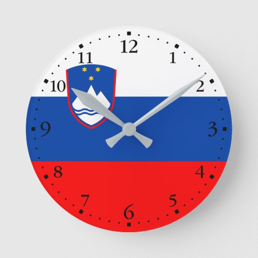 Slowenische Flagge Runde Wanduhr (Vorderseite)