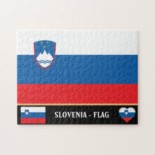 Slowenische Flagge und Slowenien/Land, Urlaubsspor Puzzle