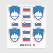 Slowenische Staat-/Wappen- und Flaggenzeichen Aufkleber (Blatt)