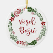 Slowenischer froher Weihnachtsreath, Vesel Božič Keramik Ornament (Vorne)