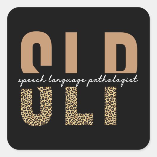 SLP cheetah print Speech language pathologist gift Quadratischer Aufkleber (Vorderseite)