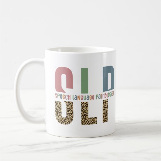 SLP Cheetah Print Speech Sprachpathologe Geschenk Kaffeetasse (Links)
