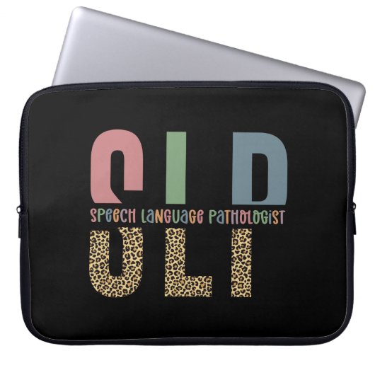 SLP Cheetah Print Speech Sprachpathologe Geschenk Laptopschutzhülle (Vorderseite)