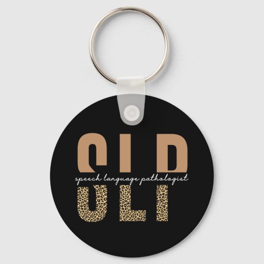 SLP Cheetah Print Speech Sprachpathologe Geschenk Schlüsselanhänger (Vorderseite)