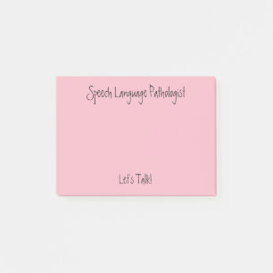 SLP (Speech Language Pathologe) Beitrag, den es no Post-it Klebezettel