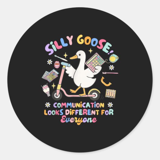 Slp Speechie Albern Goose Communication sieht ande Runder Aufkleber (Vorderseite)